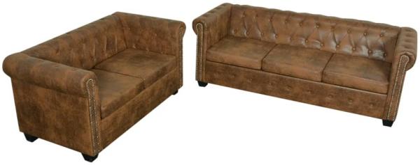 vidaXL Chesterfield-Sofas 2-Sitzer und 3-Sitzer Braun 274322