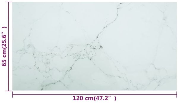 vidaXL Tischplatte Weiß 120x65 cm 8 mm Hartglas in Marmoroptik 322260 Bild 6