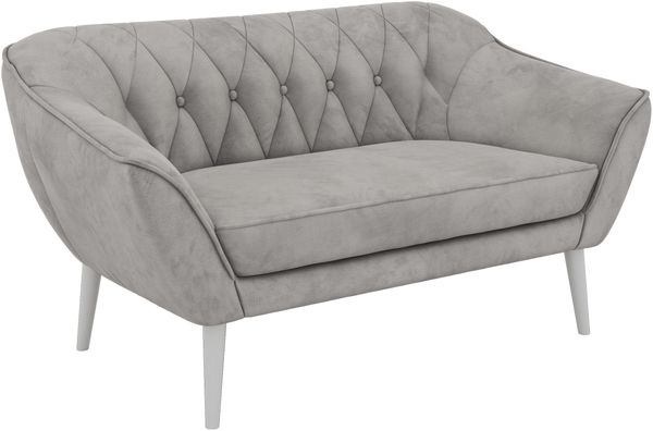 Polstersofa PIRS 2 Skandinavisches Sofa 2-Sitzer, Sofa mit Wellenfederung, Breite 140 cm, weiße Füße Hoher Sitzkomfort - Hellgrau Velvet Bild 8