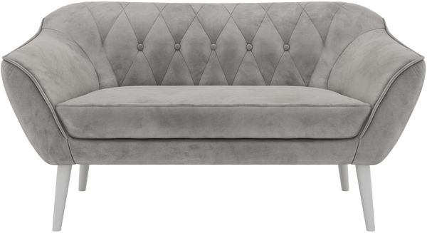 Polstersofa PIRS 2 Skandinavisches Sofa 2-Sitzer, Sofa mit Wellenfederung, Breite 140 cm, weiße Füße Hoher Sitzkomfort - Hellgrau Velvet Bild 7