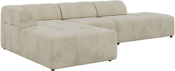 Modulares Ecksofa GRIDA 3M L Wohnlandschaft, Wellenfedern, gesteppte Sitzfläche, Wohnzimmer Sofa L-form - Beige Velvet - Links Bild 7