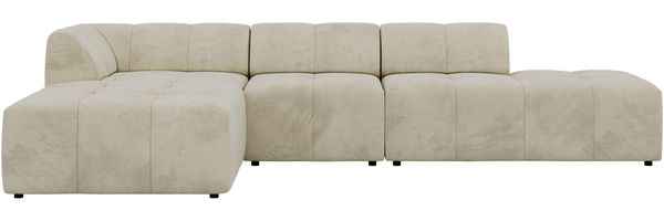 Modulares Ecksofa GRIDA 3M L Wohnlandschaft, Wellenfedern, gesteppte Sitzfläche, Wohnzimmer Sofa L-form - Beige Velvet - Links Bild 8