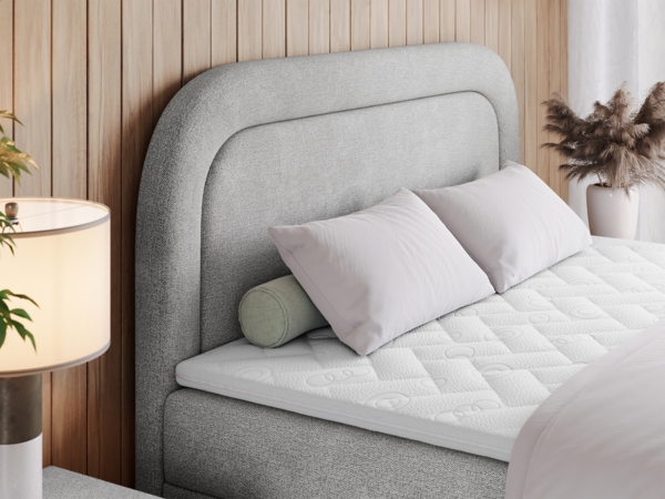 Boxspringbett, Schlafzimmerbett, Bettkasten - EIRA -180 x 200 cm - Hellgrau Stoff - H4 Bild 3