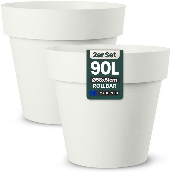 Kreher Pflanzkübel Rollbarer XXL Pflanzkübel "LIKE" Ø 58 cm in verschiedenen Farben (2 St)