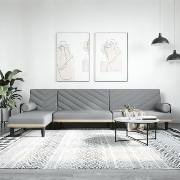 Schlafsofa in L-Form Hellgrau 260 x 140 x 70 cm Stoff (Farbe: Grau)