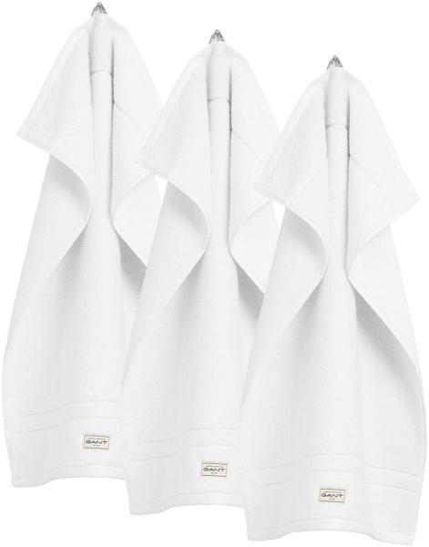 GANT Gästetuch, 3er Pack - Premium Handtuch, Frottee, Bio-Baumwolle Weiß 30x50cm