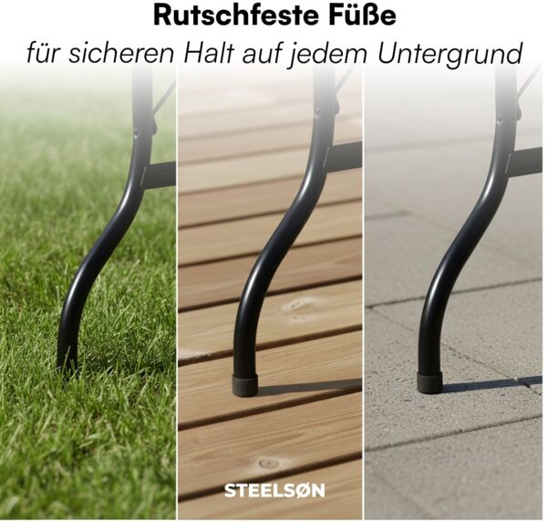 STEELSØN 'Zennar' Gartentisch für 8 Personen, zusammenklappbar, schwarz, 180x74x74 cm, wetterfest, Klapptisch inkl. Tragegriff Bild 7