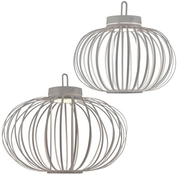 2er Set LED Akku Pendel-/Tischlampe, Touchdimmer, D 36/46 cm