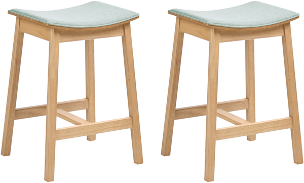 Set mit 2 Barhockern DIXON Holz Hellbraun Mintgrün