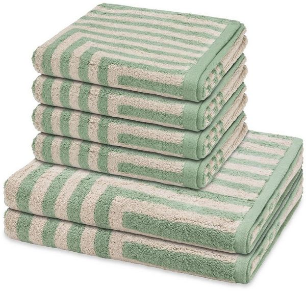ROSS Handtuch Set Grafik, Frottee (Spar-Set, 6-St), 4 X Handtuch 2 X Duschtuch im Set - Baumwolle - Saugstark