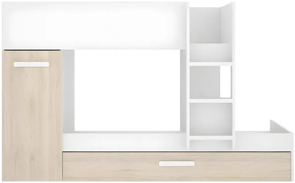 Vente-unique - ANTHONY Bett Holz, Platte BeigeWeiß - B 97 cm x H 150 cm x L 243 cm