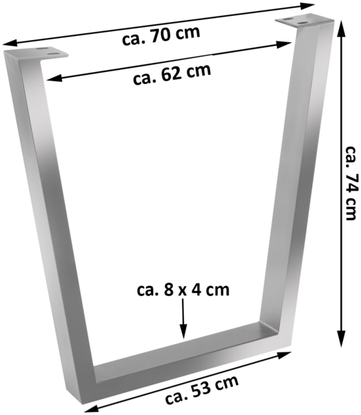 Tischgestell 2er Set Roheisen lackiert 70x10x74 cm silber V-Gestell 77090799 Bild 4