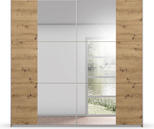 rauch Kleiderschrank; Schwebetürenschrank KRONACH, 2-türig, 2 Spiegeltüren, Eiche Artisan, 218x210x59xcm Bild 2