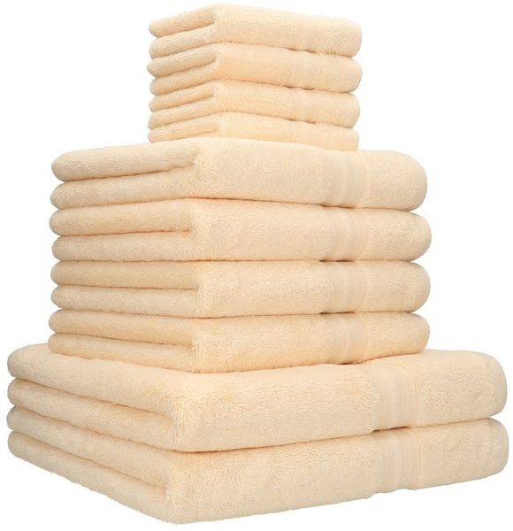 Betz Handtuch Set 10-TLG. Handtuch-Set GOLD Luxus Farbe beige, 100% Baumwolle (Set, 10-St), 2 Duschtücher 4 Handtücher 4 Seiftücher