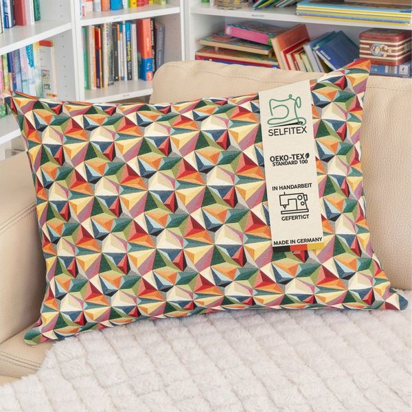 Selfitex Dekokissen XXL 60x80, inkl. Füllkissen, bunter Gobelin-Stoff, Sofakissen aus einer Baumwollmischung, für Bett und Couch.