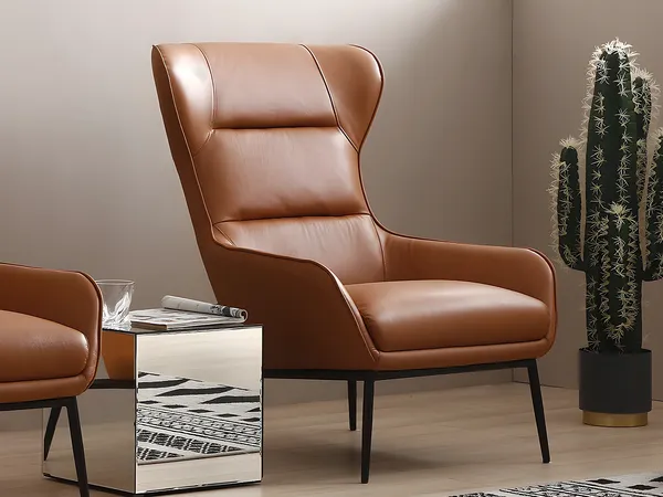 Vente-unique - DINNIA Sessel Leder Braun - B 95 cm x H 95 cm x L 69 cm