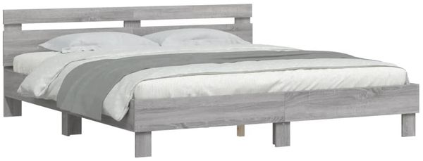 vidaXL Bettgestell mit Kopfteil und LED-Beleuchtung Grau Sonoma 3207537 Bild 3