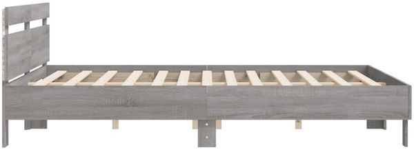 vidaXL Bettgestell mit Kopfteil und LED-Beleuchtung Grau Sonoma 3207537 Bild 8