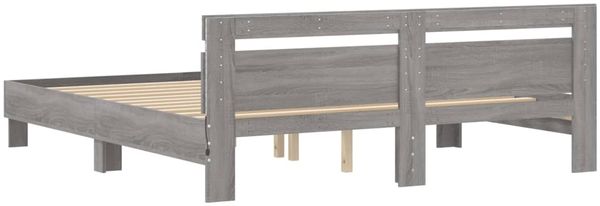 vidaXL Bettgestell mit Kopfteil und LED-Beleuchtung Grau Sonoma 3207537 Bild 9