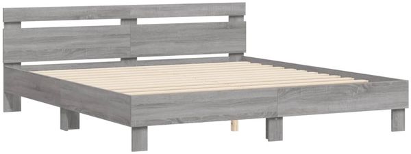 vidaXL Bettgestell mit Kopfteil und LED-Beleuchtung Grau Sonoma 3207537 Bild 6