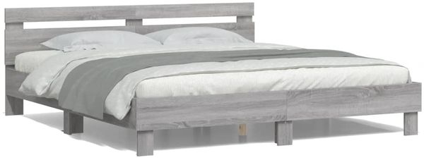 vidaXL Bettgestell mit Kopfteil und LED-Beleuchtung Grau Sonoma 3207537 Bild 5