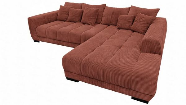 Massivart® Ecksofa Cord 300x215 cm / Nosagfederung / Cordsofa / ARTEMIS, inkl. Kissen-Set · frei im Raum stellbar