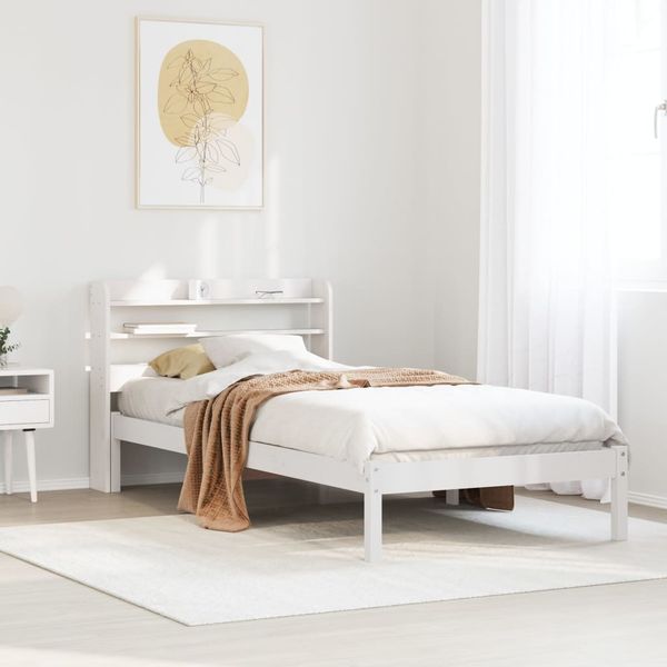 vidaXL Massivholzbett ohne Matratze Weiß 90x200 cm Kiefernholz 3306536