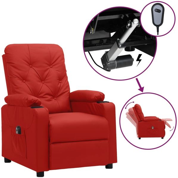 vidaXL Relaxsessel Elektrisch Weinrot Kunstleder 3098869