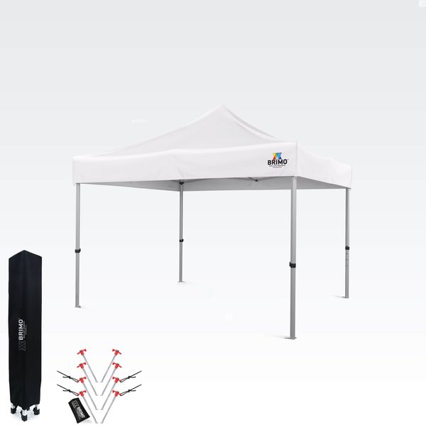 Garten-Pavillon Klappbar 3×3 m | Premium UV-/PVC-Schutz | Robuste BRIMO-Konstruktion | Schneller Aufbau ohne Werkzeug - ohne Wände - Weiß