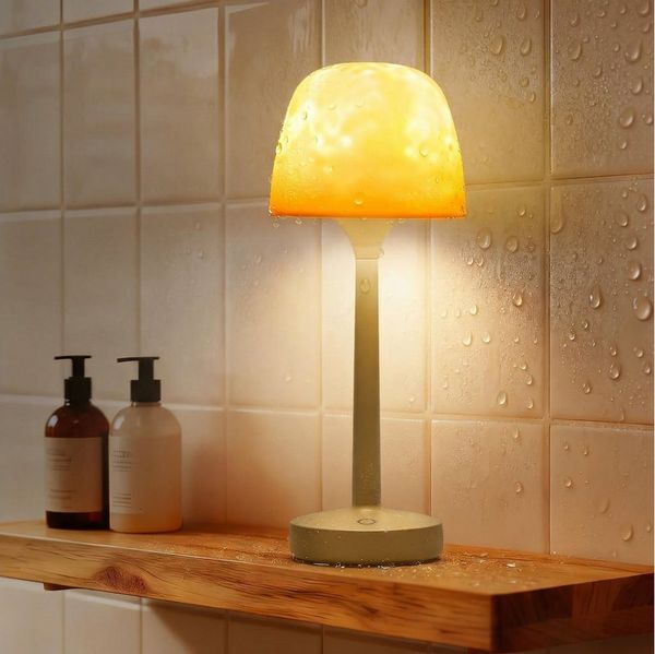 Lapalife Nachttischlampe Wasserdicht Shower Lampe Badezimmer Lichtprojektor Dimmbar, mit 16 Farben Nordlicht, Akku Wiederaufladbar LED Tischlampe Nachttischlampe mit Fernbedienung