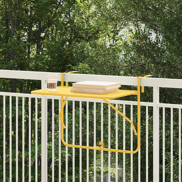 vidaXL Hängender Balkontisch Senf 60 x 39 x 65 cm Stahl 42008073