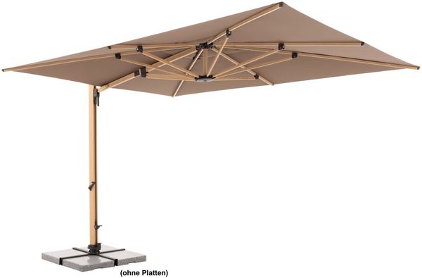 Doppler Alu Wood XL LED ULTRA 400 x 300 cm Pendelschirm Holzoptik Ampelschirm 3 Farben 449270 846 Greige