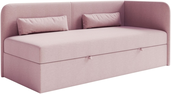 Selsey 'Calmmo' Jugendbett 90x200 mit Bettkasten, Chenille-Bezug, Kopfteil rechts, Rosa