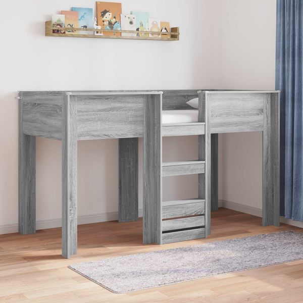 vidaXL Etagenbett für Kinder Graues Sonoma 75x190 cm Holzwerkstoff 3410472