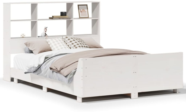 vidaXL Massivholzbett ohne Matratze Weiß 120x200 cm Kiefernholz 3323693