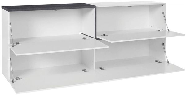 Dmora Kommode Anubi, Küchen-Sideboard, Wohnzimmer-Buffet, 100 % Made in Italy, 210 x 40 x 80 cm, glänzendes Weiß und Schiefer, Bild 4