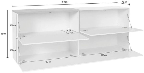 Dmora Kommode Anubi, Küchen-Sideboard, Wohnzimmer-Buffet, 100 % Made in Italy, 210 x 40 x 80 cm, glänzendes Weiß und Schiefer, Bild 3
