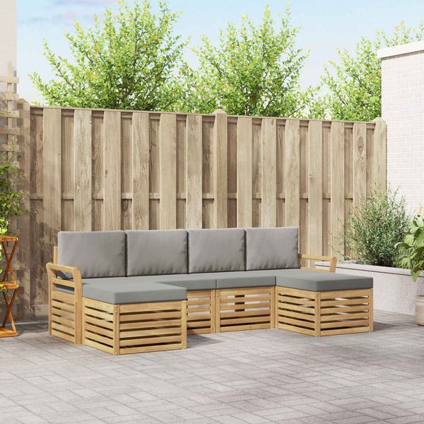 vidaXL Outdoor-Sofagarnitur 6 pcs Weiß und Hellgrau 3392276