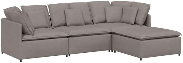 vidaXL Modulares Sofa mit Fußhocker Kissen Stoff Taupe 3321302