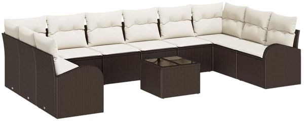 vidaXL Sofa Set mit Kissen 11 pcs Braun Polyrattan 3346228 Bild 2