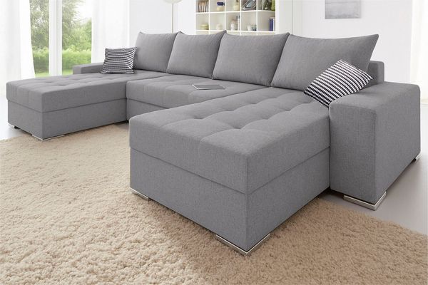 COLLECTION AB Wohnlandschaft Josy XL U-Form, Breite: 313 cm, Bettfunktion, Bettkasten & 2 Zierkissen, Federkern
