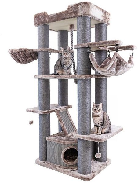Canadian Cat Company Kratzbaum Kratzbaum Aspen 180 cm, hoher Katzenbaum, Kletterseil, Hängematte & mehrere Plattformen