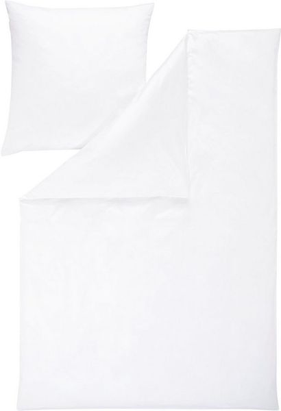 Estella Mako-Satin Bettwäsche Atelier Valetta 155x220 + 1 x Kissen 80 x 80 Uni weiss