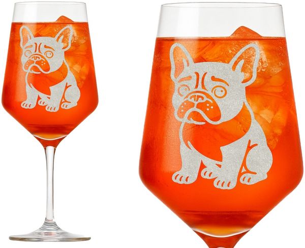 eXODA Weinglas Weinglas Französische Bulldogge 350ml - Gravur spülmaschinenfest, 1-tlg, Glas, Atemberaubende Darstellung