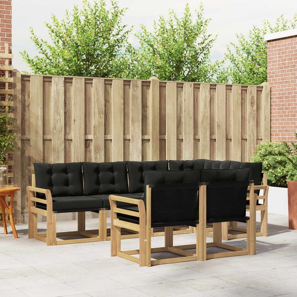vidaXL Outdoor-Sofagarnitur mit Kissen 7 pcs Weiß und Schwarz 3389574