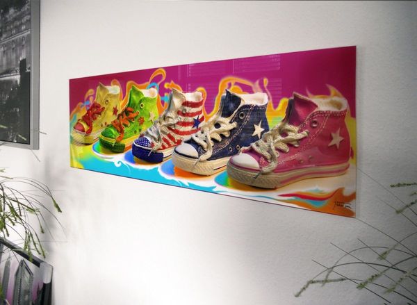 Glasbild "Chuck`s" 95x33cm, Glasbilder Wandbild Bild