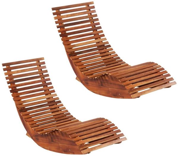 Schaukelstühle Sonnenliegen 2 pcs, Gartenliege Akazienholz