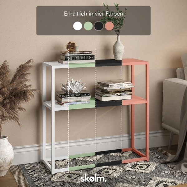 skølm 'Skadi' Konsolentisch mit zwei Ablagen, Metall, terrakotta, 80x28x80 cm, Metallregal mit Stauraum Bild 6