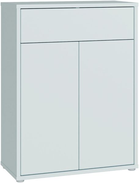 Forte Alice Springs Schuhschrank 70 80, modern-minimalistisch, 2-türig, 1 Schublade, Holzwerkstoff, Secret Grey, 74,5 cm breit x 99,1 cm hoch x 34,9 cm tief