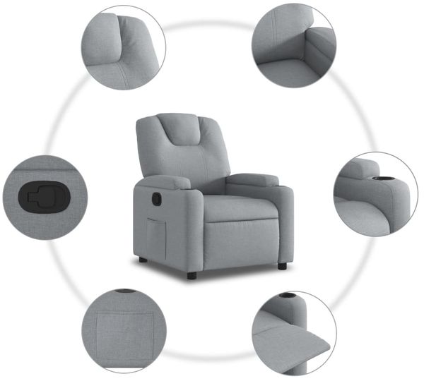 vidaXL Relaxsessel Hellgrau Stoff 372365 Bild 7